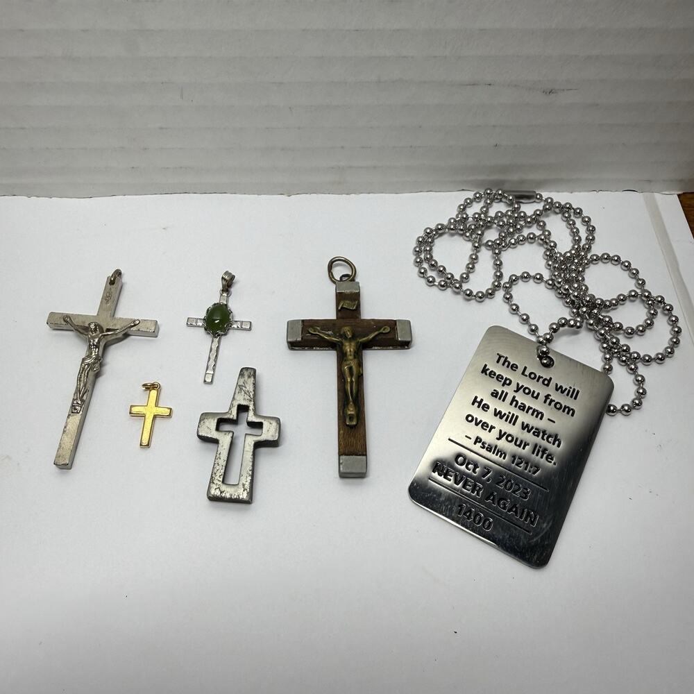 Crucifix Pendant Cross Italy Religious 925 Vintage Lot of 4 & Tag